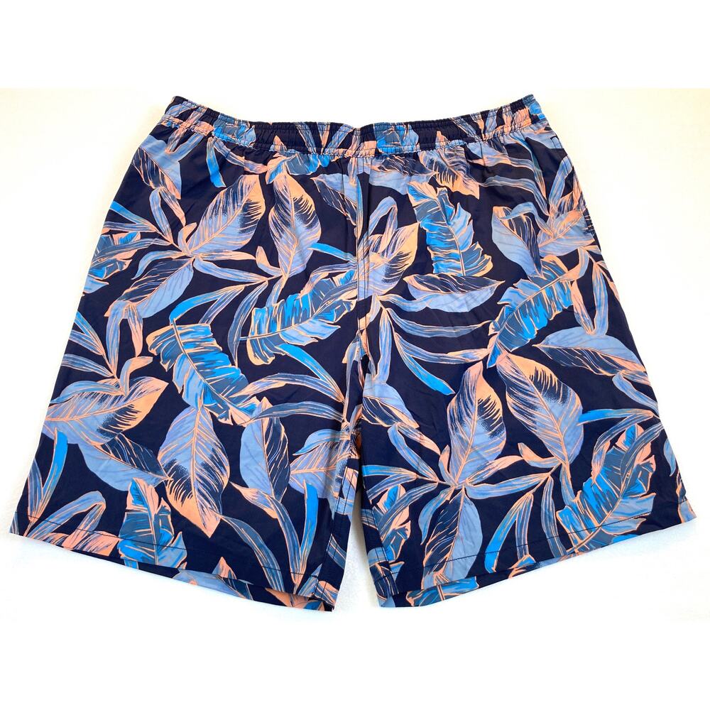 Men's Swim Trunks Shorts NWT Size XXL Blue Tropical Pattern